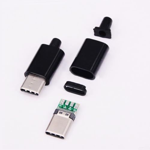 Eawfgtuw 5 x USB3.1-Typ-C-Stecker, Leiterplatten-Schweißleitung mit schwarzem oder weißem Gehäuse (schwarz) von Eawfgtuw