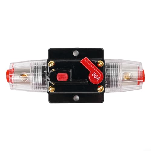 Eawfgtuw Auto-Inline-Sicherungsschalter mit Drahtschuhen und Schrumpfschlauch, 12 V-24 V DC (80 A), 1 Packung von Eawfgtuw