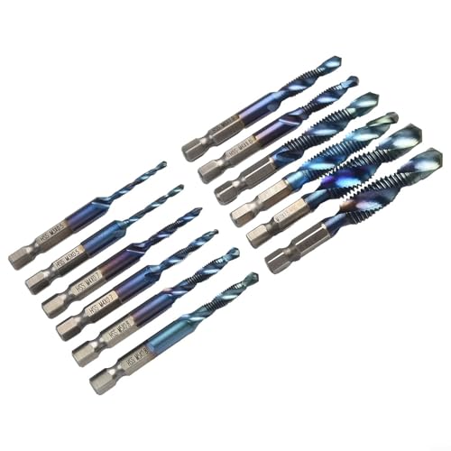 Eawfgtuw Bohrer-Bits für HSS, Sechskantschaft, titanbeschichtet, M10, metrischer Gewindebohrer und Bohrer für Metall, Holz, Kunststoff, 12 Stück Eawfgtuw Bohrer-Bits für HSS, Sechskantschaft, titanbeschichtet, M10, metrischer Gewindebohrer und Bohrer für Metall, Holz, Kunststoff, 12 Stück von Eawfgtuw