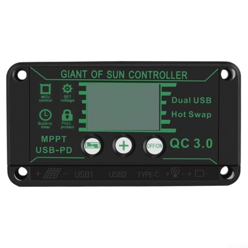 Eawfgtuw Digitales Display, wasserdichter MPPT-Laderegler, Solarmodul-Regler, 10–100 A (10 A) von Eawfgtuw