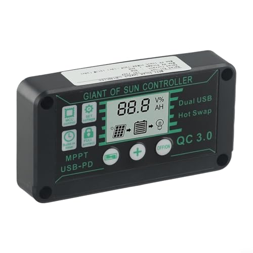Eawfgtuw Digitales Display, wasserdichter MPPT-Laderegler, Solarmodul-Regler, 10–100 A (60 A) von Eawfgtuw