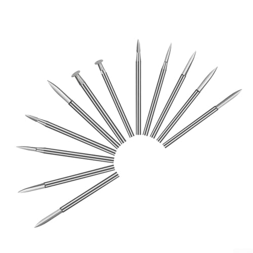 Eawfgtuw Holzschnitzbohrer-Set für Drehwerkzeug mit 3 mm und 2,35 mm Schaft, Metall-Gravur- und Schleifzubehör für Bastelarbeiten, Schriftzüge und Details (B), 6-teilig von Eawfgtuw