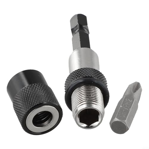 Eawfgtuw Magnetischer Schraubendreher-Bithalter, Chrom-Vanadium-Stahl, 1/4-Zoll-Sechskantschaft, Verlängerungsstange, Trockenbau, Schraubentiefen-Setter für Bohrmaschine, Schwarz Eawfgtuw Magnetischer Schraubendreher-Bithalter, Chrom-Vanadium-Stahl, 1/4-Zoll-Sechskantschaft, Verlängerungsstange, Trockenbau, Schraubentiefen-Setter für Bohrmaschine, Schwarz von Eawfgtuw