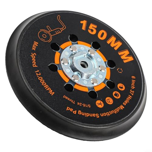 Eawfgtuw Professionelle Schleifscheibe, 150 mm, 37 Löcher, Schleifscheibe für Schwingschleifer, 15,2 cm, Schleifpad mit 5/16-24 Gewinde, Staubsammelsystem, Werkstattwerkzeuge von Eawfgtuw