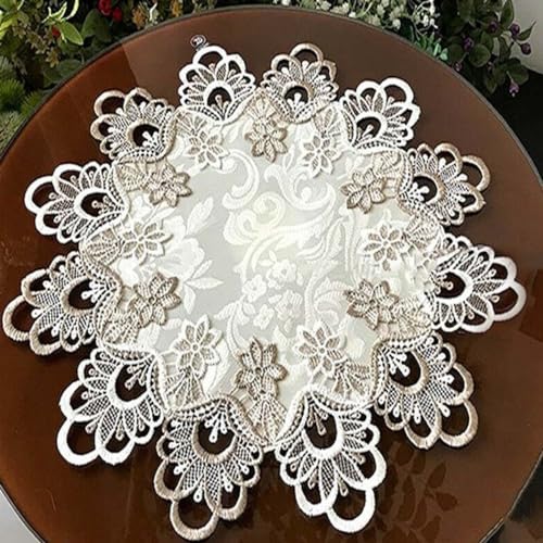 Eawfgtuw Runde Spitzentischdecke, Spitzentischdecke, florale Tischdecke, staubdichte Tischdecke, für Küche, Hochzeit, Heimdekoration, Esstisch, Couchtisch, Büchertisch, Aufbewahrungstisch (S) von Eawfgtuw