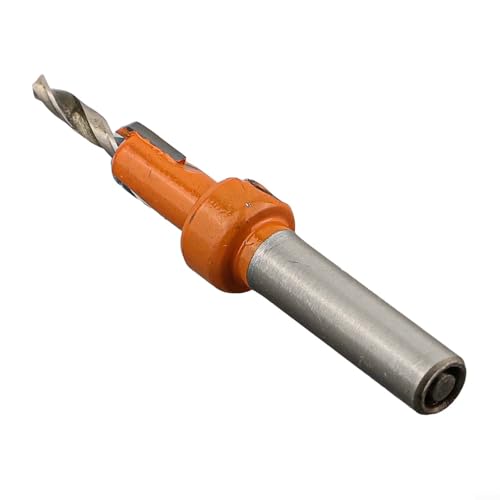 Eawfgtuw Senkbohrer für Holzbearbeitung mit 8 mm rundem Schaft und verstellbarem Anschlagkragen, Stufenbohrwerkzeug aus legiertem Stahl für Pilotloch und Senkbohrung in Holz, (3,5 x 8) von Eawfgtuw