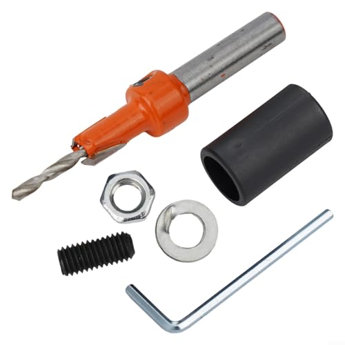 Eawfgtuw Senkbohrer für Holzbearbeitung mit 8 mm rundem Schaft und verstellbarem Anschlagkragen, Stufenbohrwerkzeug aus legiertem Stahl für Pilotloch und Senkbohrung in Holz, (3 x 8) von Eawfgtuw