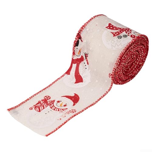Eawfgtuw Weihnachts-Leinenband mit festlichem Druck für Girlande, Schleifen, Baum und Kranz, Dekoration, 3 Rollen, Box Verpackung für Urlaub, DIY, Handwerk (weiß) von Eawfgtuw