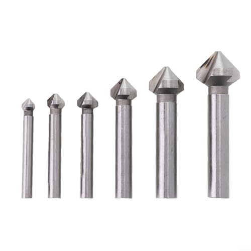 Kegelsenkerbohrer mit 3 Rillen, 90 Grad, Fasenschneider für HSS-Hochgeschwindigkeitsstahl, 6,3–20,5 mm, für Edelstahl, Aluminium, Karbonstahl (6 Stück) von Eawfgtuw