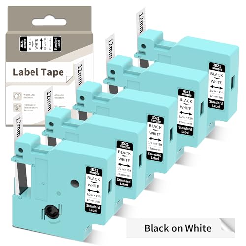 EazeID Kompatibel mit Dymo D1 Etikettenband 12mm x 7m 45013 S0720530 für Dymo LabelManager 160 210D 280 360D 420P PnP 500TS, Kompatibel mit 45113 A45013 Schwarz auf Weiß Schriftbänder von EazeID