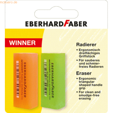 10 x Eberhard Faber Radierer Winner dreiflächig Kunststoff 91x100x15mm von Eberhard Faber
