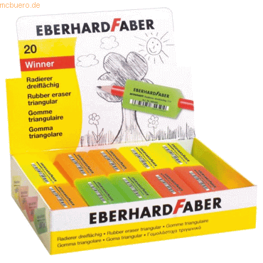 20 x Eberhard Faber Radierer Winner dreiflächig Kunststoff 15x18x45mm von Eberhard Faber