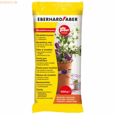 3 x Eberhard Faber Modelliermasse Plast classic tonbasierend 1kg terra von Eberhard Faber