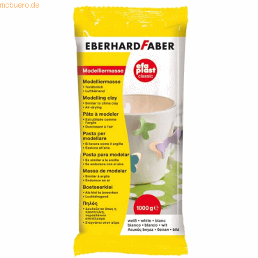 3 x Eberhard Faber Modelliermasse Plast classic tonbasierend 1kg weiß von Eberhard Faber
