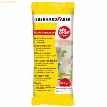 4 x Eberhard Faber Modelliermasse Plast classic tonbasierend 500g weiß von Eberhard Faber