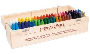 EBERHARD FABER 524020 Dreikant-Wachsmalkreide, 100er Holzkoffer von Eberhard Faber