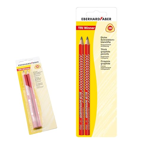 Eberhard Faber 510098 - TRI Winner Schreiblernbleistift, Set mit 2 Stiften, ergonomisch dreiflächig, Bleistifte von Eberhard Faber