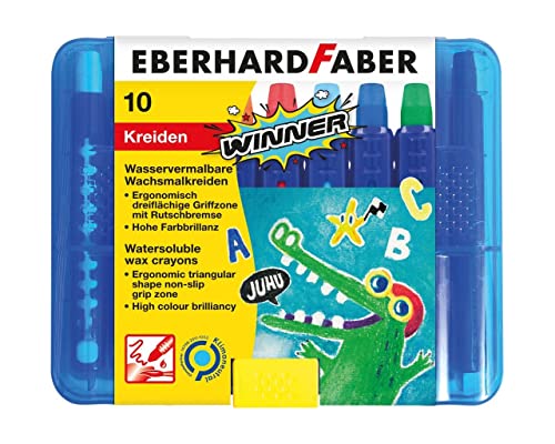 Eberhard Faber 521110 - Wachskreide, wasservermalbar, 10 Kreiden in praktischer Kunststoffbox von Eberhard Faber
