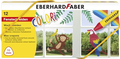 Eberhard Faber 524112 - Fensterkreide Set, 12 Wachsmalstifte für Fenster und Papier, auf glatten Oberflächen mit Wasser abwaschbar Eberhard Faber 524112 - Fensterkreide Set, 12 Wachsmalstifte für Fenster und Papier, auf glatten Oberflächen mit Wasser abwaschbar von Eberhard Faber