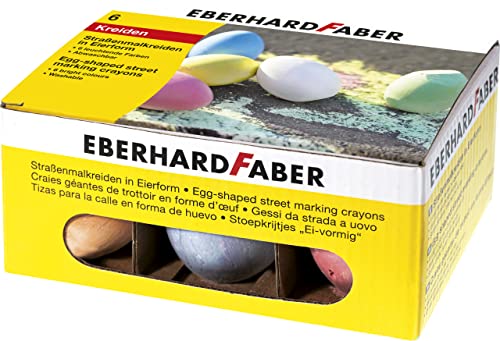 Eberhard Faber 526510 - Straßenmalkreiden in Eierform, Kartonetui mit 6 Kreiden in leuchtenden Farben, für bunten Malspaß auf Asphalt, Straßen und Gehwegen von Eberhard Faber