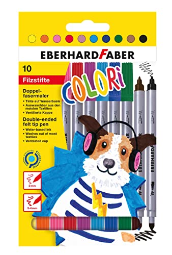 Eberhard Faber 550010 - Colori Filzstifte in 10 brillanten Farben, Doppelfasermaler mit dicker und dünner Spitze, im Kartonetui, für feines Zeichnen und flächiges Malen Eberhard Faber 550010 - Colori Filzstifte in 10 brillanten Farben, Doppelfasermaler mit dicker und dünner Spitze, im Kartonetui, für feines Zeichnen und flächiges Malen von Eberhard Faber