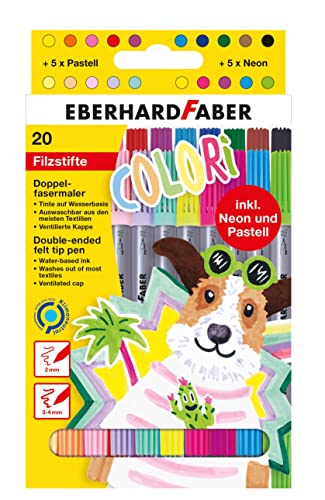 Eberhard Faber 550020 - Filzstifte Set Colori, 20 Malstifte im Kartonetui, Filzstifte dicke und dünne Spitze Eberhard Faber 550020 - Filzstifte Set Colori, 20 Malstifte im Kartonetui, Filzstifte dicke und dünne Spitze von Eberhard Faber