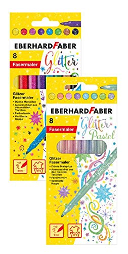 Eberhard Faber 551008 - Glitzer Fasermaler im Kartonetui, 8er (mehrfarbig, Pastell-Farben) von Eberhard Faber