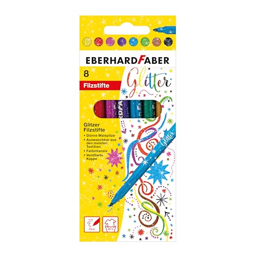 Eberhard Faber 551008 - Glitzer Filzstifte Set, 8 Malstifte mit dünner Spitze im Kartonetui Eberhard Faber 551008 - Glitzer Filzstifte Set, 8 Malstifte mit dünner Spitze im Kartonetui von Eberhard Faber