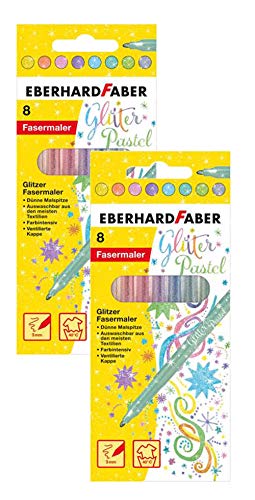 Eberhard Faber 551009 Glitzer Fasermaler in Pastell Farben im Kartonetui (2er Pack / Pastell Farben) von Eberhard Faber