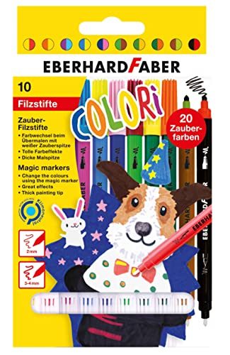 Eberhard Faber 551010 - Colori Zauber-Filzstifte in 10 Farben, mit dicker Mal- und weißer Zauberspitze, auswaschbar, im Kartonetui, zum Verzieren, Zeichnen, Basteln und Schreiben von Eberhard Faber