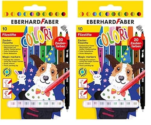Eberhard Faber 551010 - Zauberstifte Kinder Colori, 10 Filzstifte mit dicker Malspitzer und dünner Zauberspitze (Packung mit 2) von Eberhard Faber