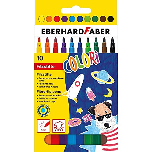Eberhard Faber 551110 - Colori Filzstifte dünn, in 10 Farben, im Kartonetui, zum Malen, Illustrieren und Zeichnen von Eberhard Faber