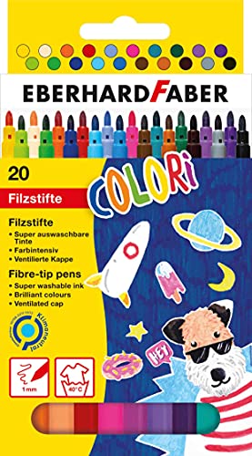 Eberhard Faber 551120 - Colori Filzstifte in 20 intensiven Farben, Minenstärke 1 mm, auswaschbar, im Kartonetui, zum Zeichnen, Malen, Kolorieren, Basteln und Schreiben Eberhard Faber 551120 - Colori Filzstifte in 20 intensiven Farben, Minenstärke 1 mm, auswaschbar, im Kartonetui, zum Zeichnen, Malen, Kolorieren, Basteln und Schreiben von Eberhard Faber