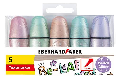 Eberhard Faber 551409 - Mini Textmarker Pastell Glitzer, mit Keilspitze, 5 Marker Stifte im Etui Eberhard Faber 551409 - Mini Textmarker Pastell Glitzer, mit Keilspitze, 5 Marker Stifte im Etui von Eberhard Faber