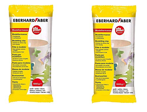 Eberhard Faber 570101 - Modelliermasse EFAPlast classic, 1 kg, weiß (2er Pack) von Eberhard Faber
