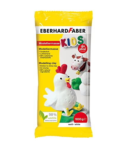 Eberhard Faber 570102 - EFAPlast Kids Modelliermasse in weiß, Inhalt 1 kg, lufthärtend, tonähnlich, kreatives Bastelvergnügen für kleine und große Künstler von Eberhard Faber