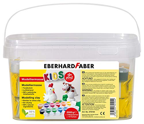Eberhard Faber 570104 - Modelliermasse lufttrocknend weiß, 2 kg EFA Plast Kids, 14 Farben und 2 Malpaletten Eberhard Faber 570104 - Modelliermasse lufttrocknend weiß, 2 kg EFA Plast Kids, 14 Farben und 2 Malpaletten von Eberhard Faber