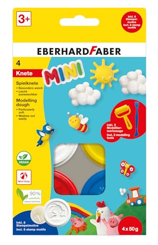 Eberhard Faber 572514 - Spielknete mini, 4 x 50 g Modelliermasse in Weiß, Gelb, Rot und Blau, inkl. Modellierwerkzeugen und Stempelmotiven, besonders weich und leicht auswaschbar Eberhard Faber 572514 - Spielknete mini, 4 x 50 g Modelliermasse in Weiß, Gelb, Rot und Blau, inkl. Modellierwerkzeugen und Stempelmotiven, besonders weich und leicht auswaschbar von Eberhard Faber