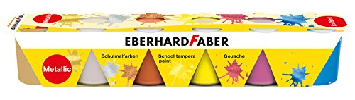 Eberhard Faber 575508 - EFA Color Schulmalfarben-Set mit 6 brillanten Metallic-Farben in Näpfchen zu je 25 ml, lichtecht, verdünn- und vermischbar, geeignet für viele Maltechniken von Eberhard Faber