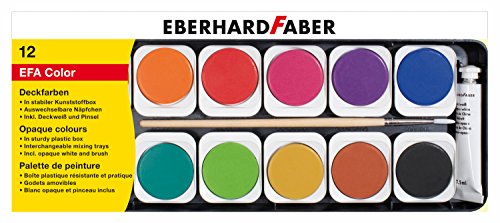 Eberhard Faber 578112 Deckfarbkasten aus Kunststoff, 12er, Mehrfarbig von Eberhard Faber