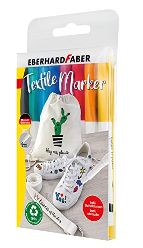 Eberhard Faber 578208 - Textilmarker mit Schablonen, 8 Textilstifte waschmaschinenfest Eberhard Faber 578208 - Textilmarker mit Schablonen, 8 Textilstifte waschmaschinenfest von Eberhard Faber