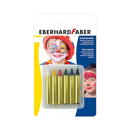 Eberhard Faber 579106 - Schminkstifte-Set mit 6 Farben, wasserlöslich, schnell trocknend, zum Bemalen von Gesichtern von Eberhard Faber
