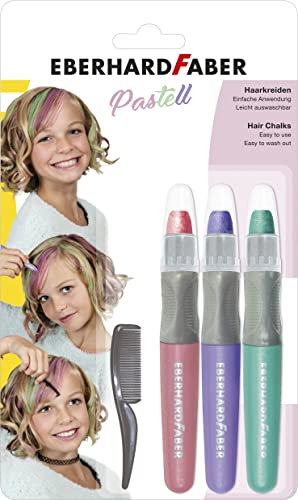 Eberhard Faber 579202 - Haarkreide für Kinder, 3 Pastell Farben, mit Haarkamm, leicht abwaschbar Eberhard Faber 579202 - Haarkreide für Kinder, 3 Pastell Farben, mit Haarkamm, leicht abwaschbar von Eberhard Faber
