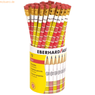 Eberhard Faber Bleistift '1x1' rund mit Tipradierer farbig sortiert VE von Eberhard Faber