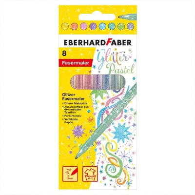 Glitter Fasermaler Pastell 8 Stück von Eberhard Faber