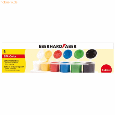 4 x Eberhard Faber Schulmalfarbe Efacolor Tempera Töpfe 25ml VE=6 Farb von Eberhard Faber