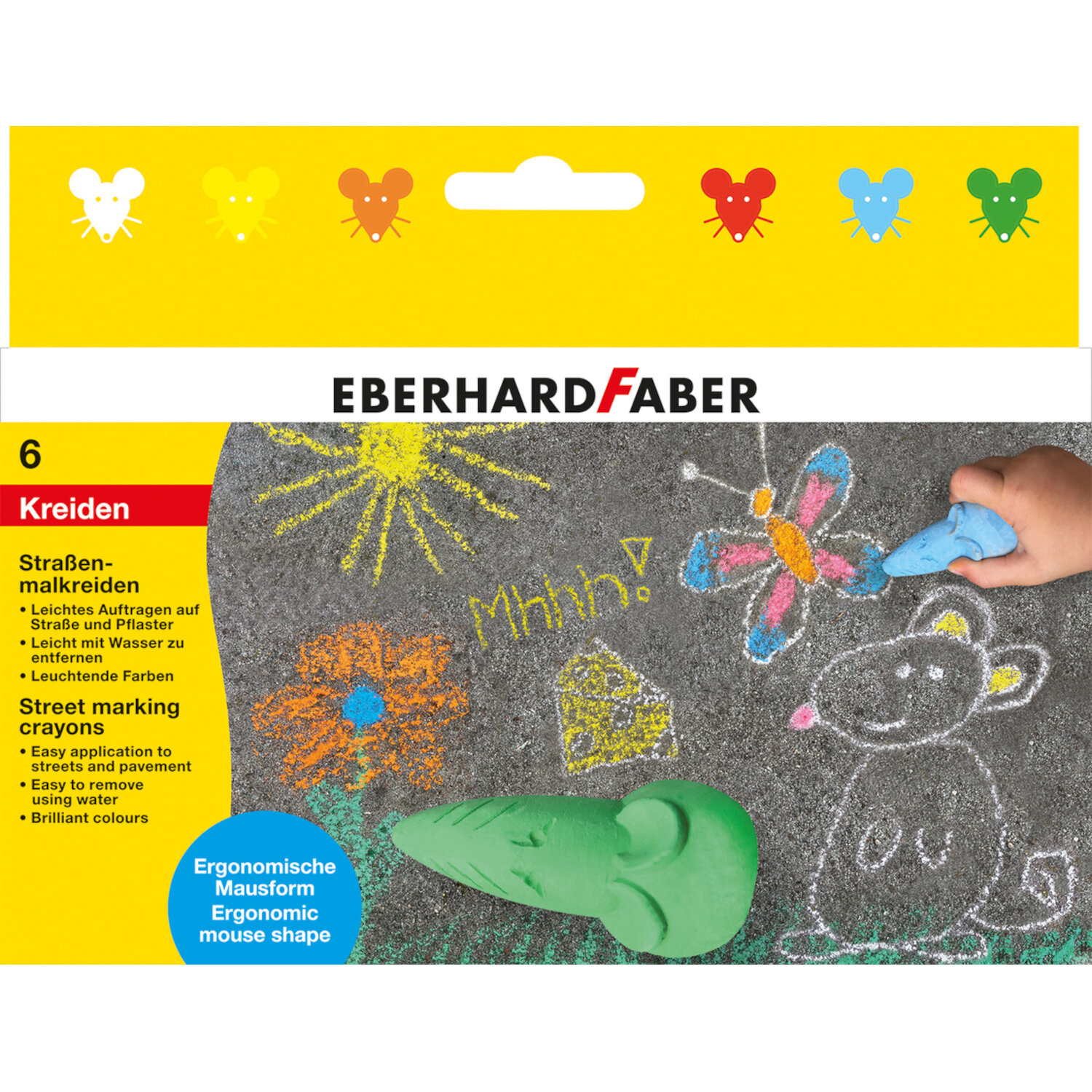 Eberhard Faber Straßenmalkreide Maus Set 6 Stk von Eberhard Faber