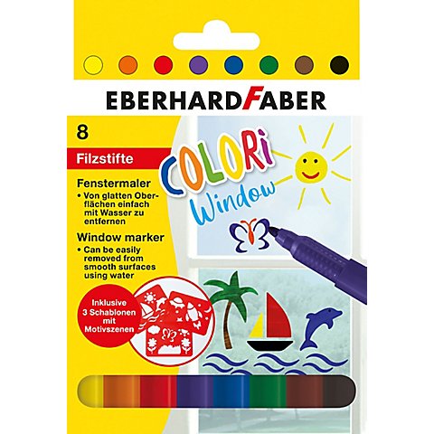 Filz-Fenstermaler, 8 Stück + 3 Schablonen von Eberhard Faber