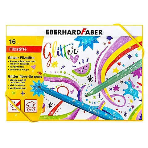 Glitzer-Filzstifte, bunt + pastell, 16 Stifte Glitzer-Filzstifte, bunt + pastell, 16 Stifte von Eberhard Faber