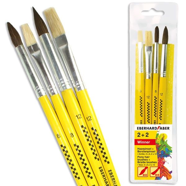 Haar- und Borsten-Pinsel 4er Set, Naturhaarpinsel in Größe 8 und 12 Haar- und Borsten-Pinsel 4er Set, Naturhaarpinsel in Größe 8 und 12 von Eberhard Faber